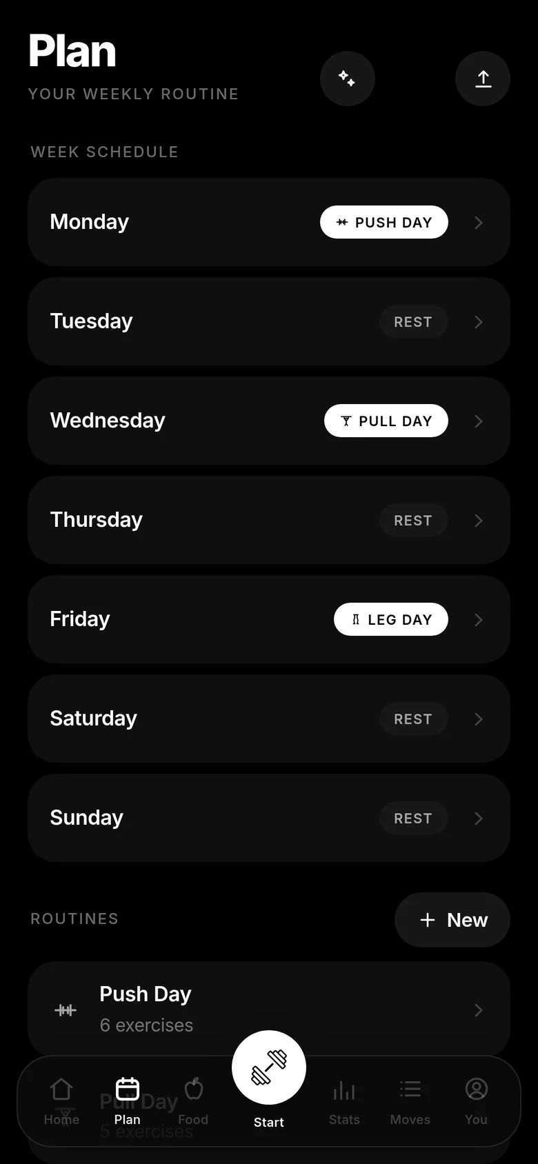 The weekly plan and its routines